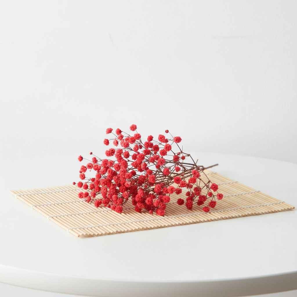 Stabilizovaná Gypsophila box pro aranžování - červená detail